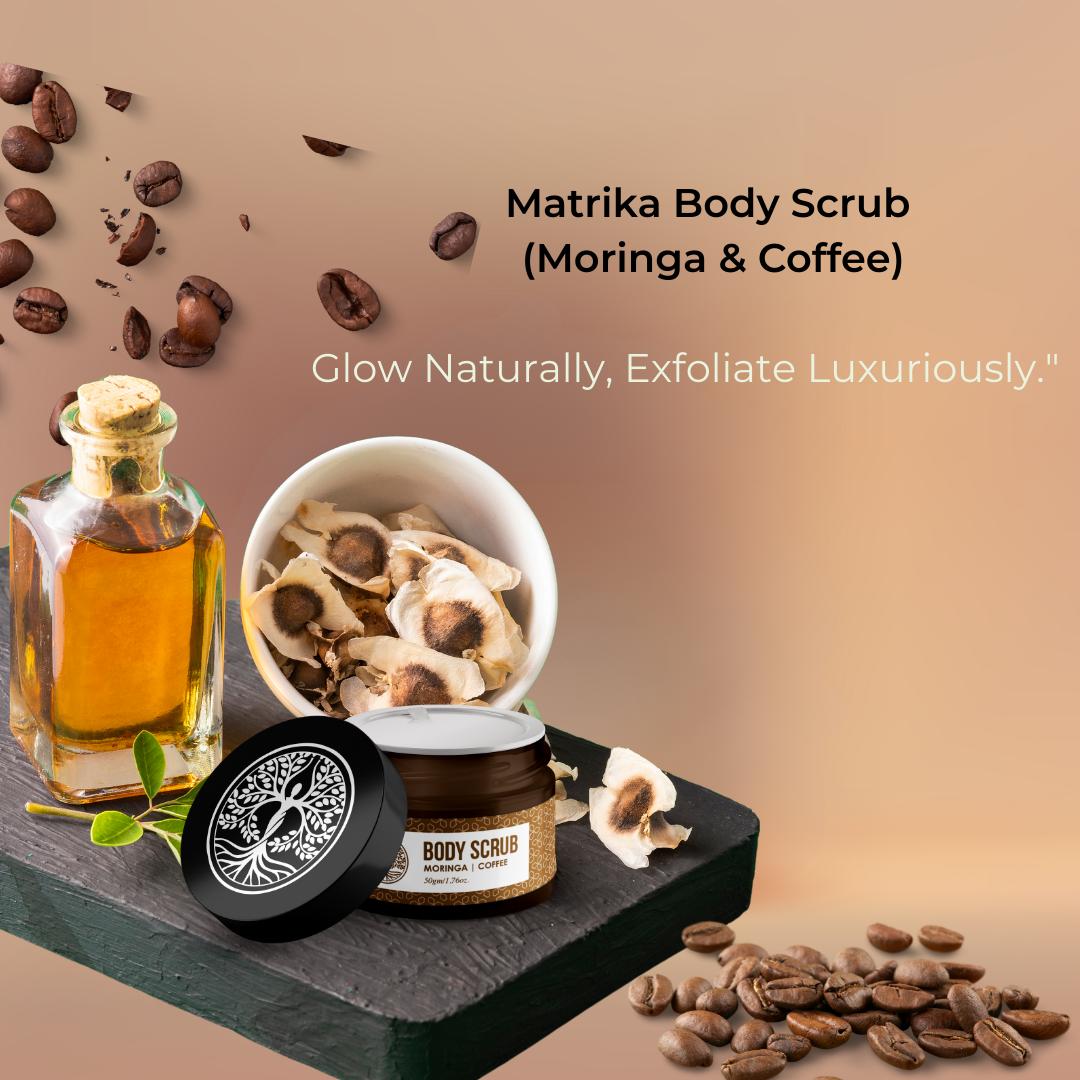 Matrika Moringa & Coffee Purifying Body Scrub for Smooth & Glowing Skin | Natural Exfoliator (50gm) - Image 3